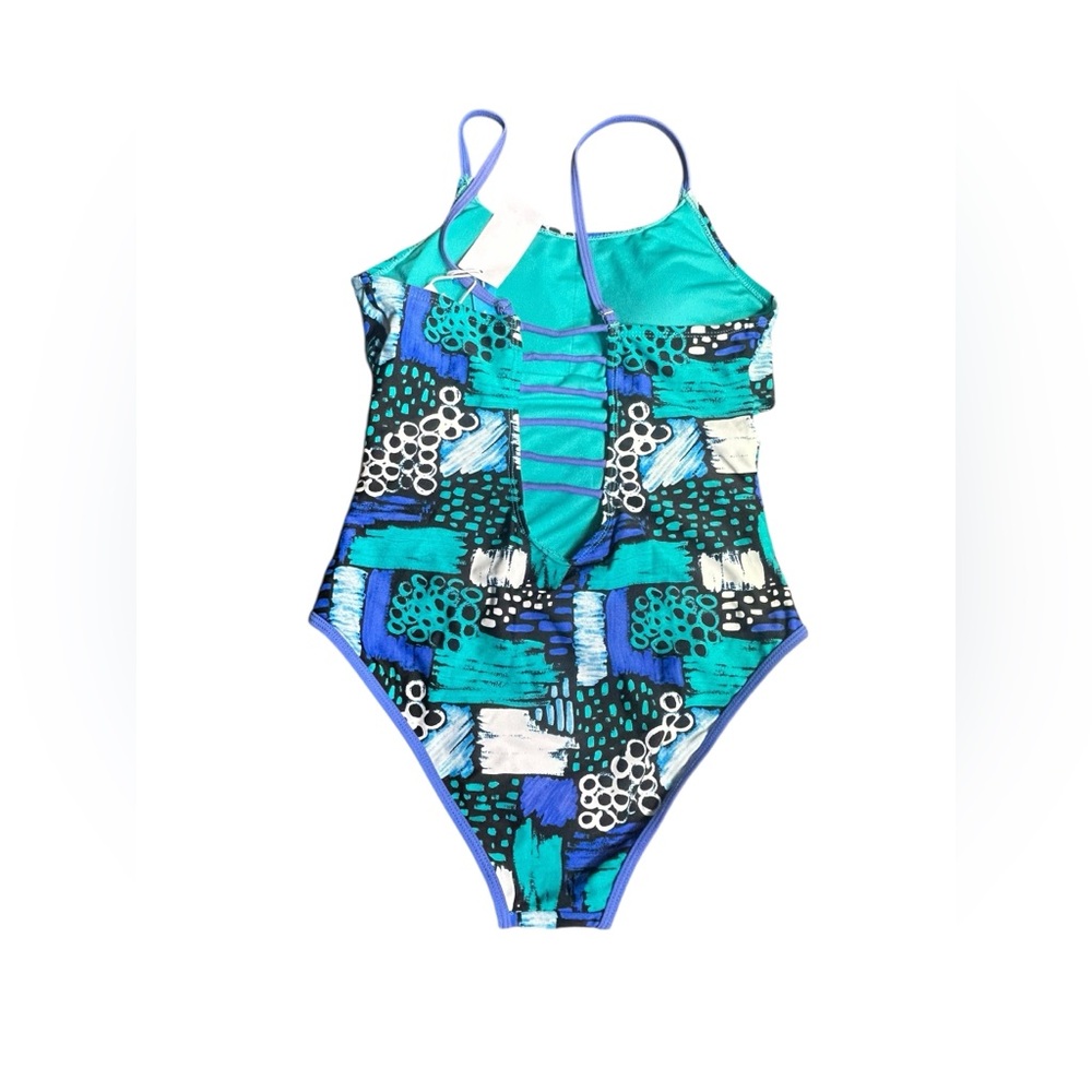 BLEU ROD BEATTIE plus size 14 geometric shape pattern one piece swimsuit NWT - Picture 3 of 8
